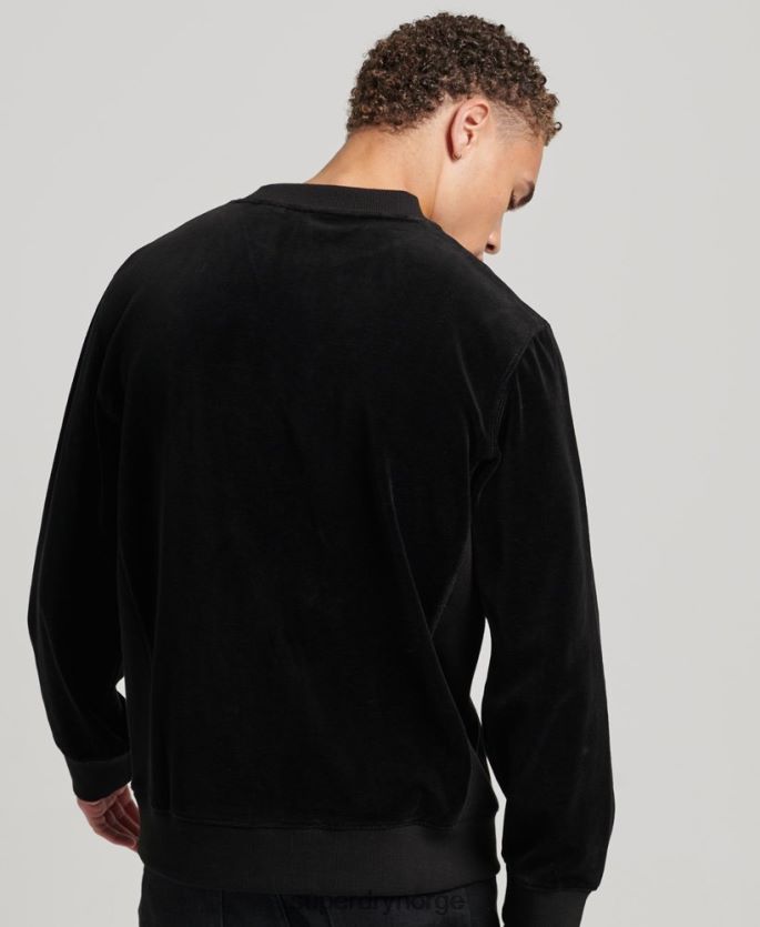 Superdry svart klær 86P46D849 code s logo velour crew sweatshirt menn