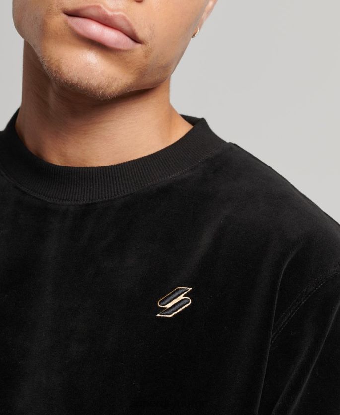Superdry svart klær 86P46D849 code s logo velour crew sweatshirt menn