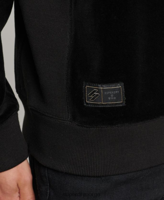 Superdry svart klær 86P46D849 code s logo velour crew sweatshirt menn