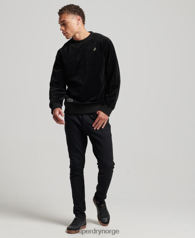Superdry svart klær 86P46D849 code s logo velour crew sweatshirt menn