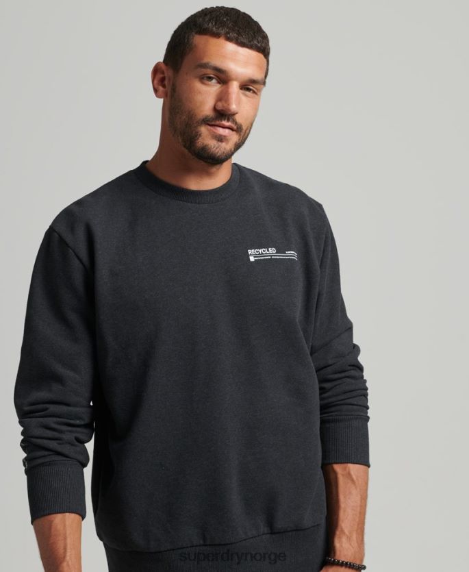 Superdry svart klær 86P46D889 resirkulert micro top crew sweatshirt menn