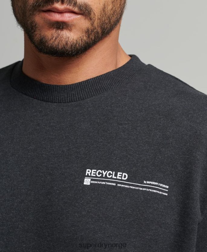 Superdry svart klær 86P46D889 resirkulert micro top crew sweatshirt menn