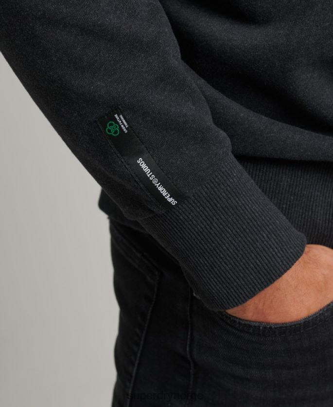 Superdry svart klær 86P46D889 resirkulert micro top crew sweatshirt menn