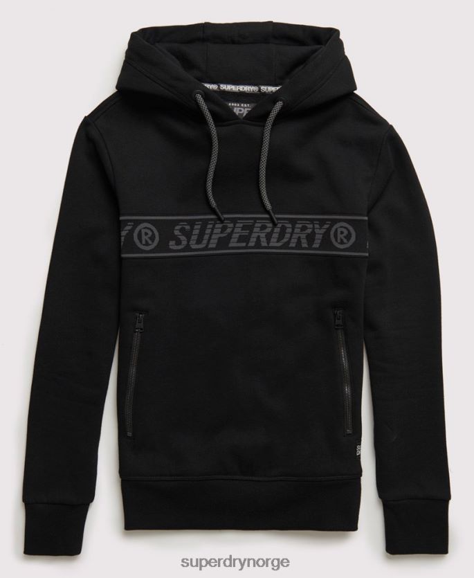Superdry svart klær 86P46D903 hettegenser med universal tape menn