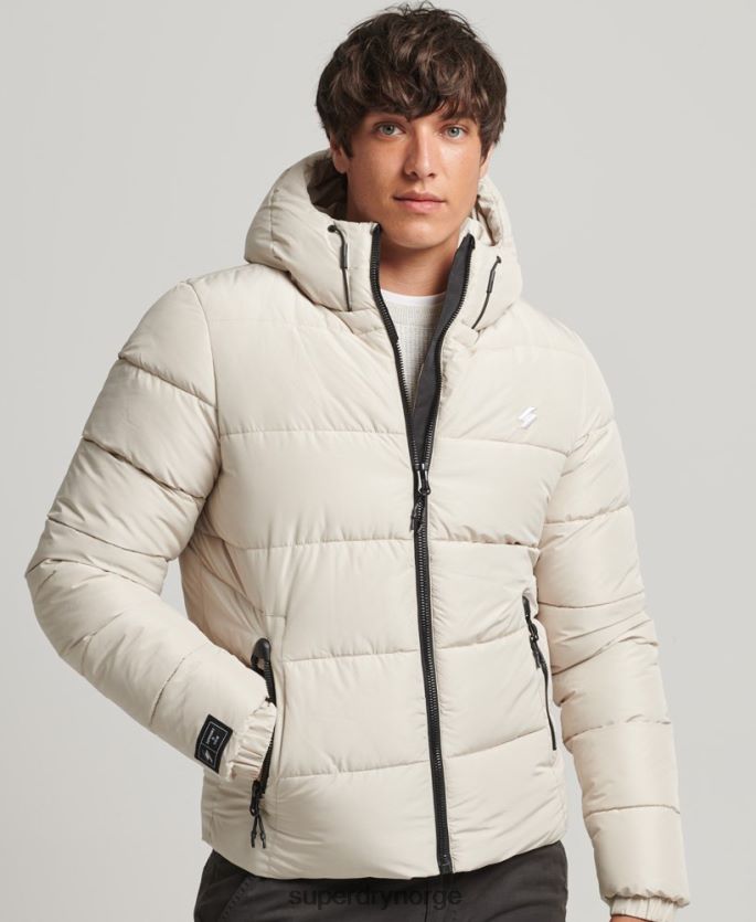 Superdry beige klær 86P46D1071 sport puffer hettejakke menn