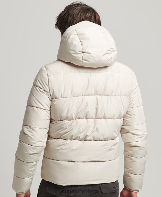 Superdry beige klær 86P46D1071 sport puffer hettejakke menn