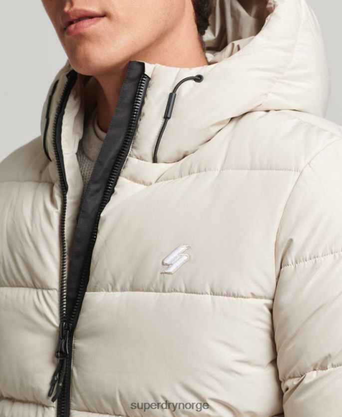 Superdry beige klær 86P46D1071 sport puffer hettejakke menn