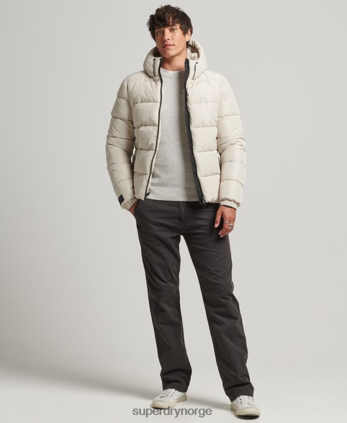 Superdry beige klær 86P46D1071 sport puffer hettejakke menn