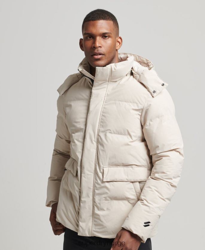 Superdry beige klær 86P46D4456 kort boksy pufferjakke menn