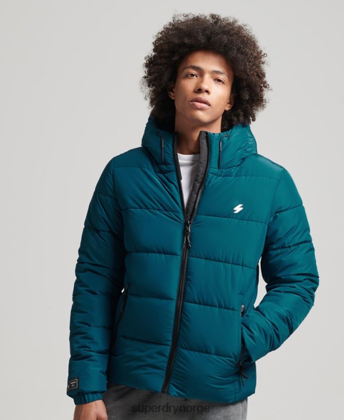 Superdry blå klær 86P46D1018 sport puffer hettejakke menn