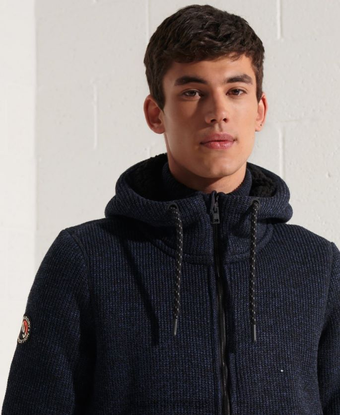 Superdry blå klær 86P46D4531 ekspedisjonsjakke med hette med glidelås menn