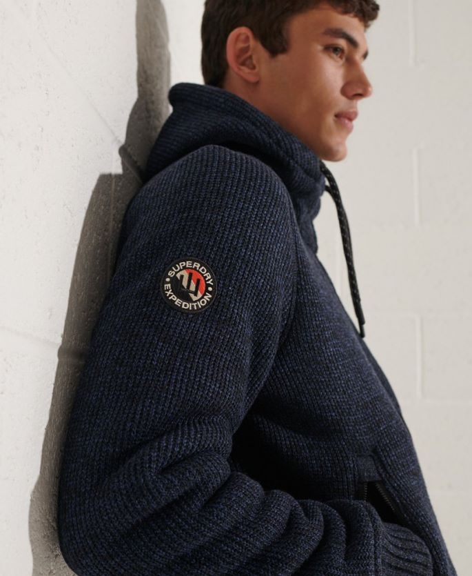 Superdry blå klær 86P46D4531 ekspedisjonsjakke med hette med glidelås menn