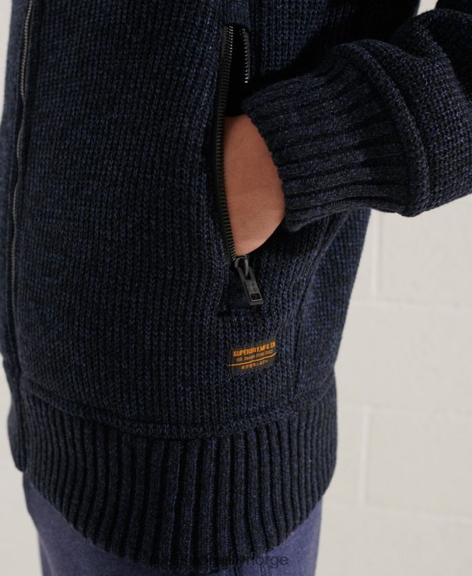 Superdry blå klær 86P46D4531 ekspedisjonsjakke med hette med glidelås menn