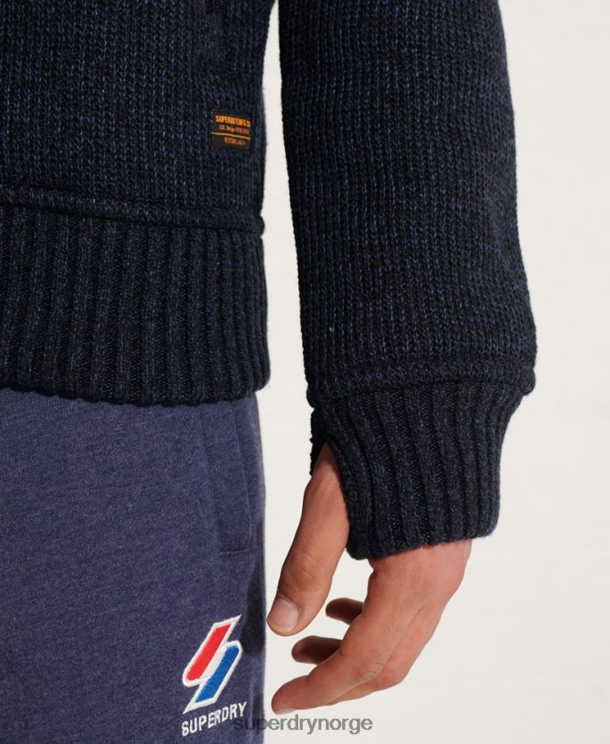 Superdry blå klær 86P46D4531 ekspedisjonsjakke med hette med glidelås menn