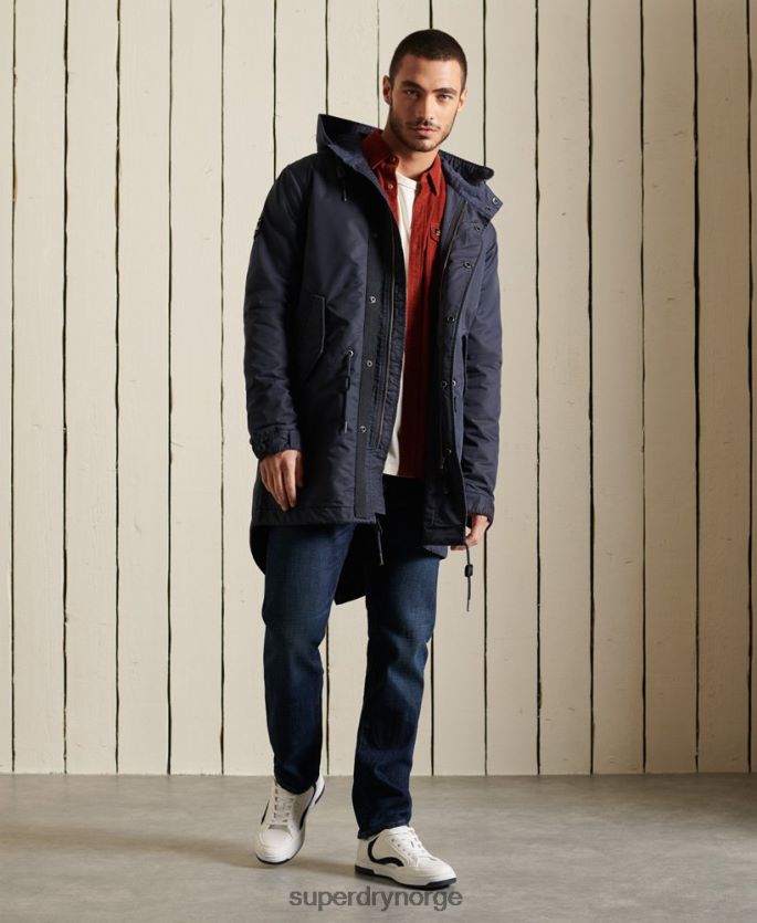 Superdry blå klær 86P46D4680 militær fishtail parka menn