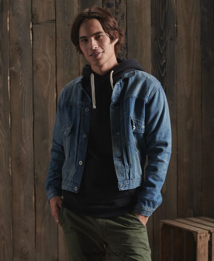 Superdry blå klær 86P46D4733 begrenset opplag tørr japansk arbeidsjakke menn