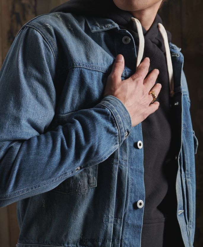Superdry blå klær 86P46D4733 begrenset opplag tørr japansk arbeidsjakke menn