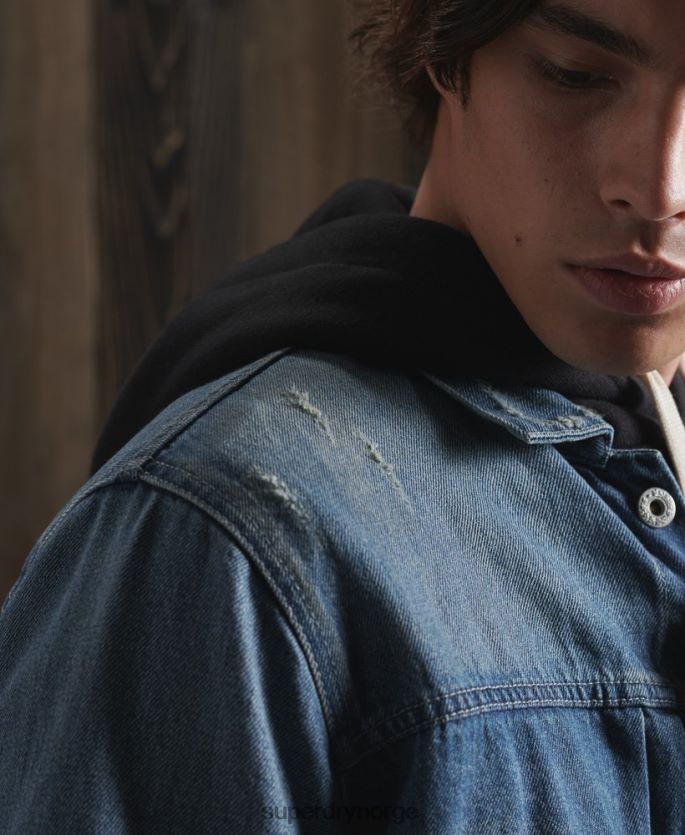 Superdry blå klær 86P46D4733 begrenset opplag tørr japansk arbeidsjakke menn
