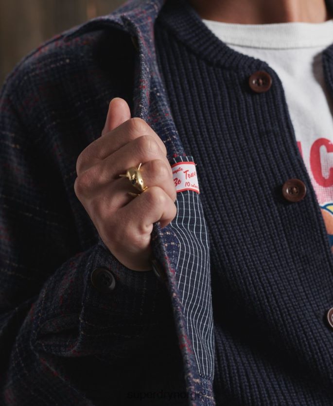 Superdry blå klær 86P46D4761 begrenset opplag tørr ulljakke menn