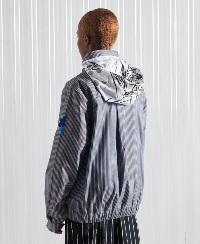 Superdry blå klær 86P46D4767 limited edition sdx chambray stripe jakke menn