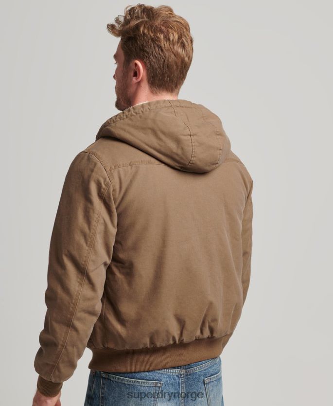 Superdry brun klær 86P46D1062 arbeidstøy bomberjakke med hette menn