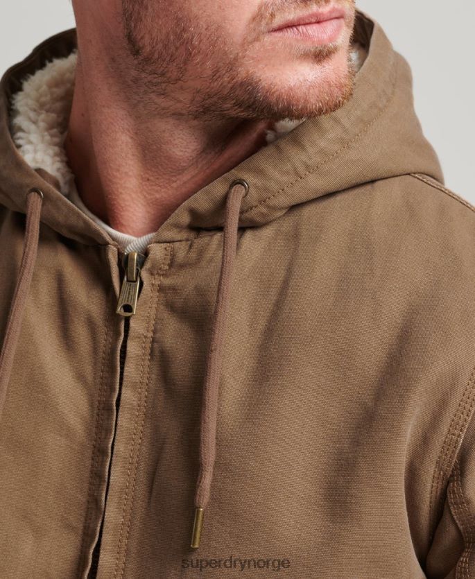 Superdry brun klær 86P46D1062 arbeidstøy bomberjakke med hette menn