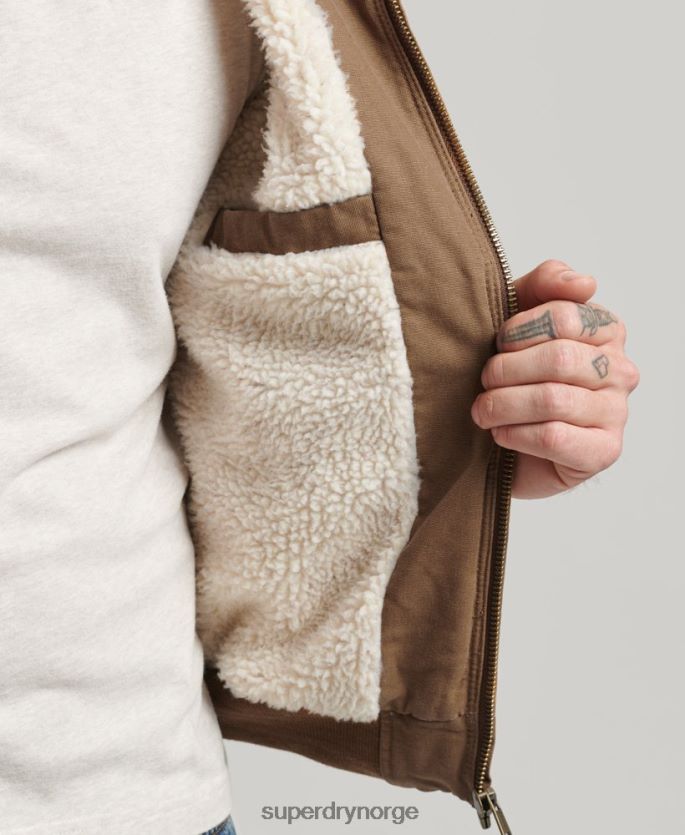 Superdry brun klær 86P46D1062 arbeidstøy bomberjakke med hette menn