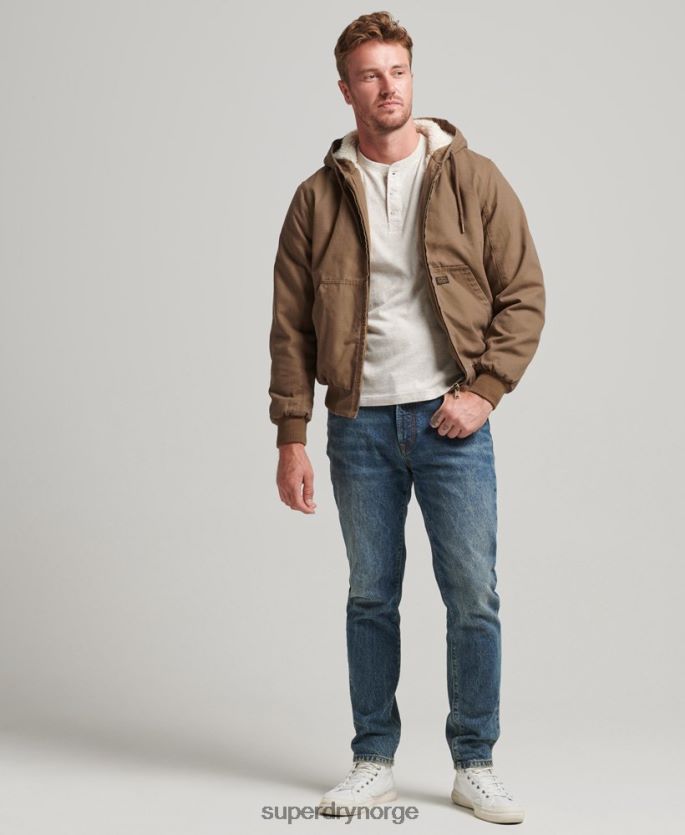 Superdry brun klær 86P46D1062 arbeidstøy bomberjakke med hette menn