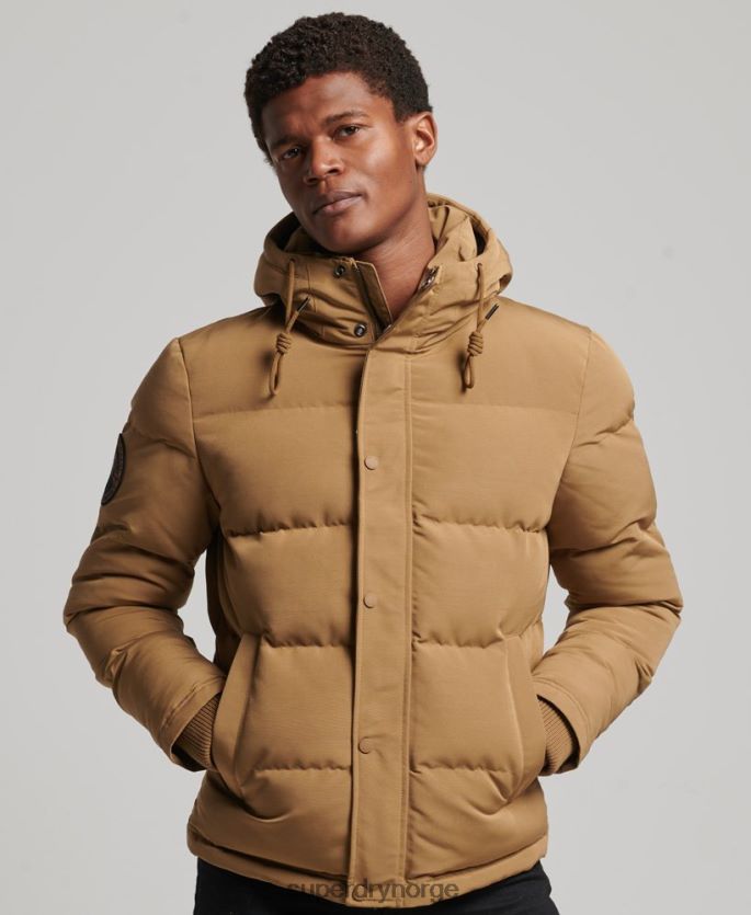 Superdry brun klær 86P46D1093 everest pufferjakke med hette menn