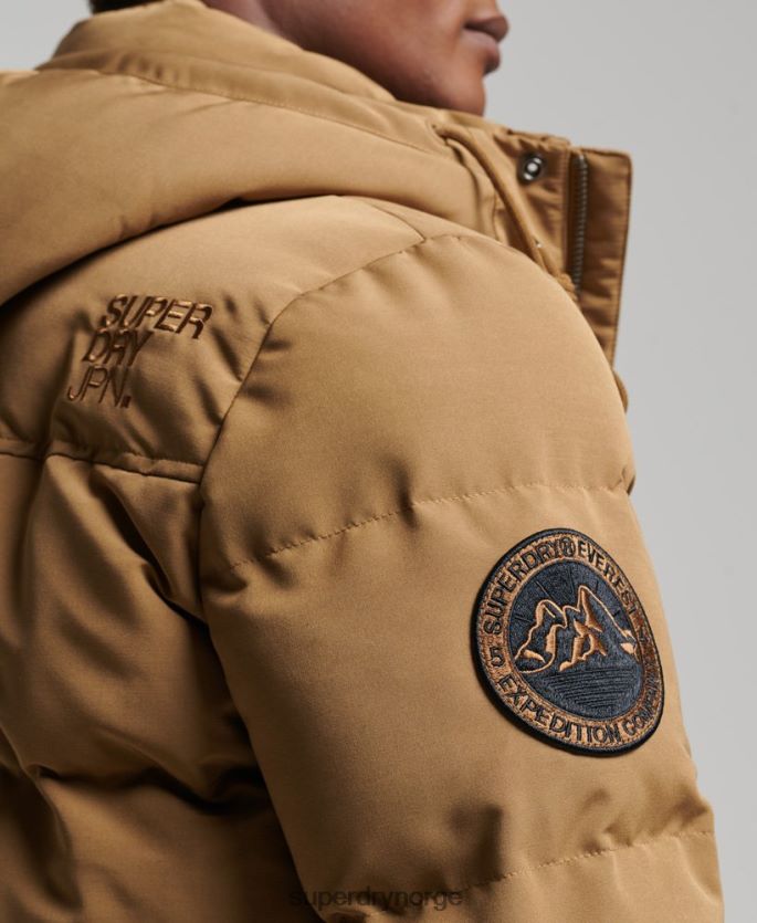 Superdry brun klær 86P46D1093 everest pufferjakke med hette menn