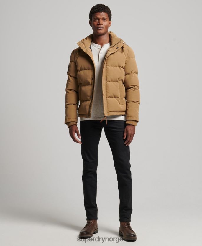 Superdry brun klær 86P46D1093 everest pufferjakke med hette menn