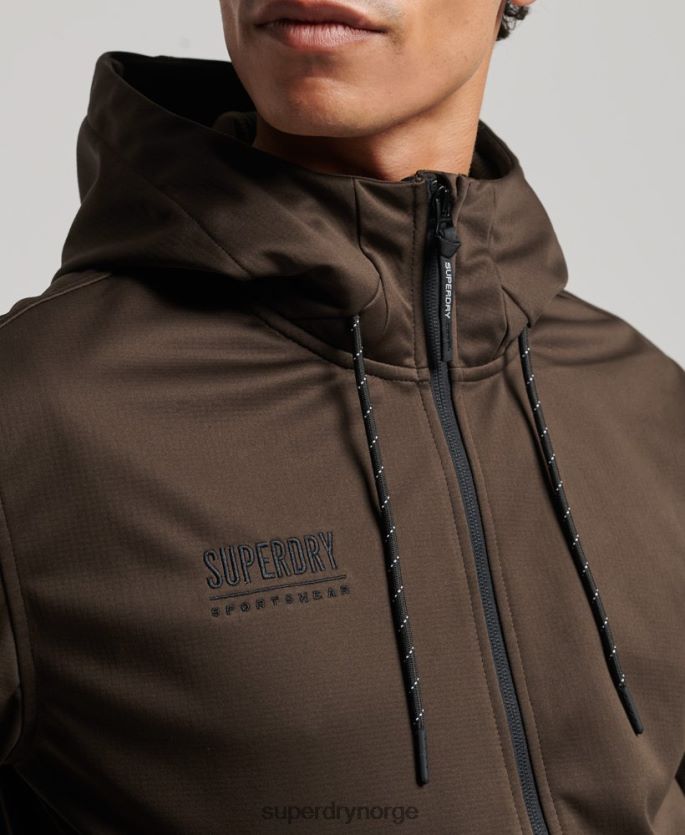 Superdry brun klær 86P46D4600 tech soft shell treningsjakke menn