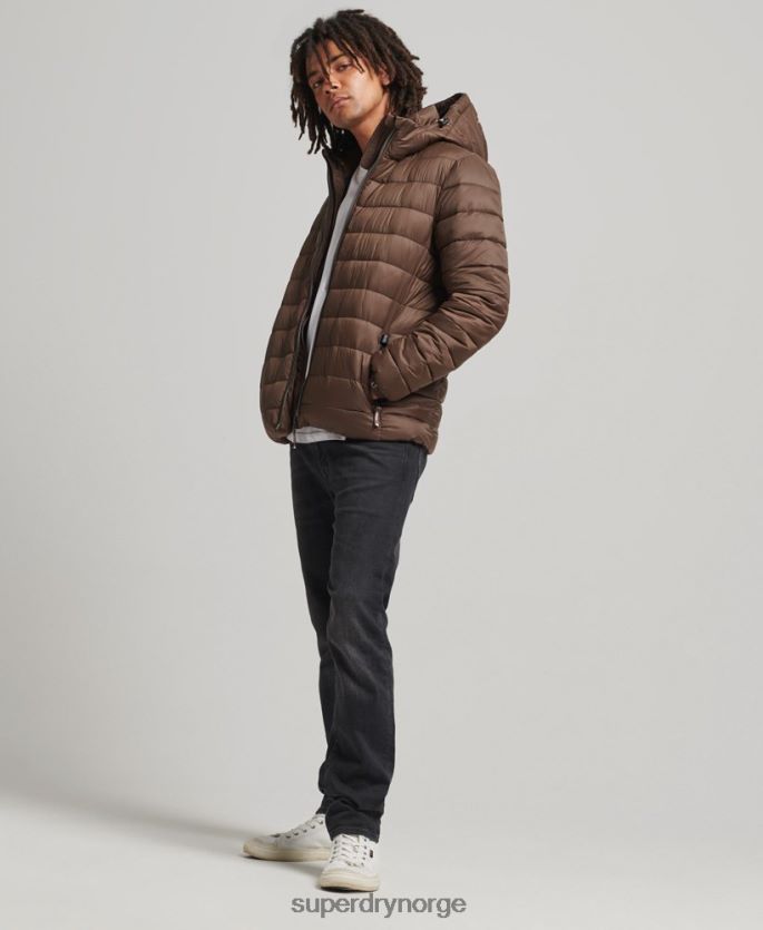 Superdry brun klær 86P46D987 klassisk pufferjakke med hette menn