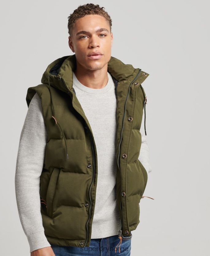 Superdry grønn klær 86P46D1017 everest hette puffer gilet menn