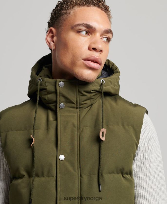 Superdry grønn klær 86P46D1017 everest hette puffer gilet menn