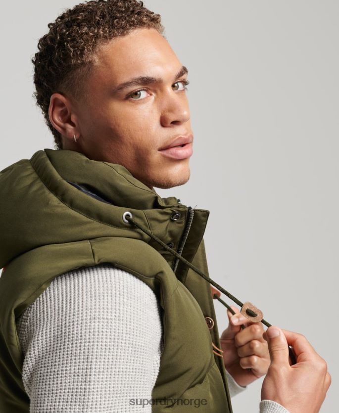 Superdry grønn klær 86P46D1017 everest hette puffer gilet menn