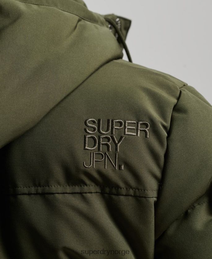 Superdry grønn klær 86P46D1077 everest pufferjakke med hette menn