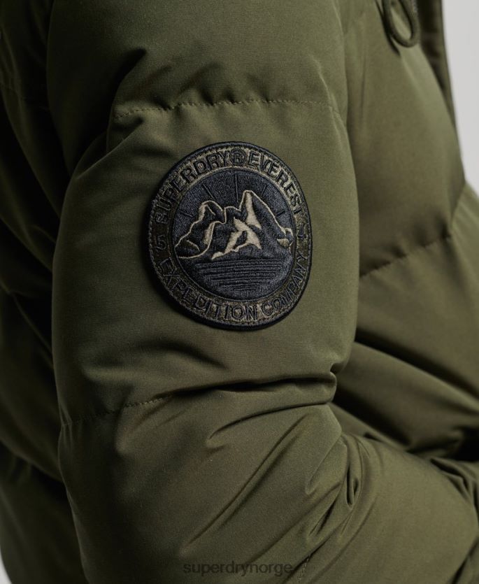 Superdry grønn klær 86P46D1077 everest pufferjakke med hette menn