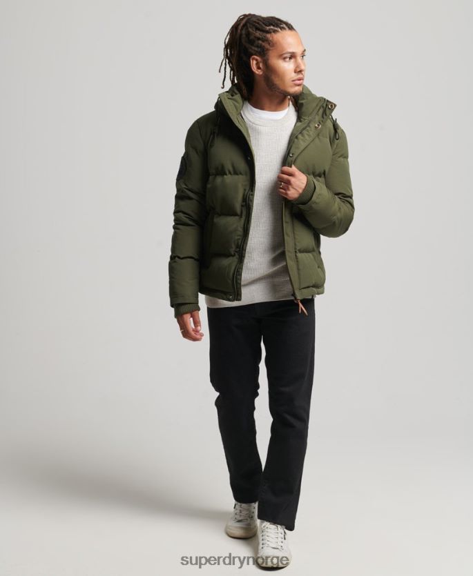 Superdry grønn klær 86P46D1077 everest pufferjakke med hette menn