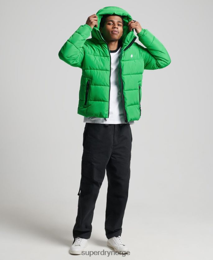 Superdry grønn klær 86P46D1090 sport puffer hettejakke menn
