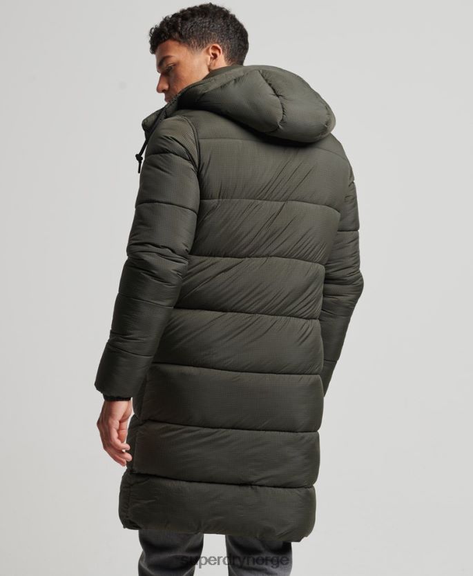 Superdry grønn klær 86P46D1099 ripstop longline pufferjakke menn