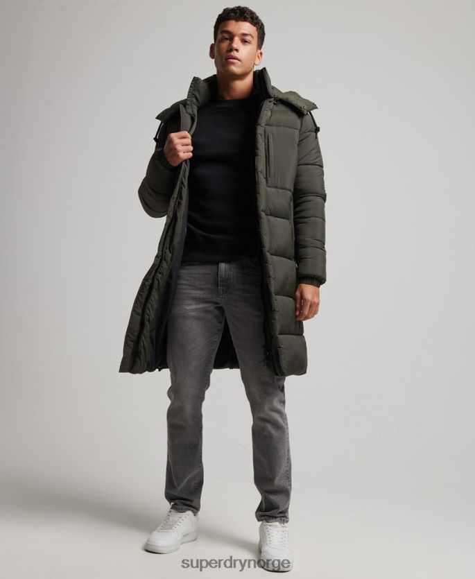 Superdry grønn klær 86P46D1099 ripstop longline pufferjakke menn