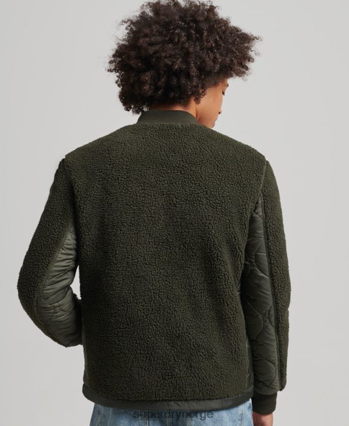 Superdry grønn klær 86P46D4458 sherpa jakke med glidelås menn