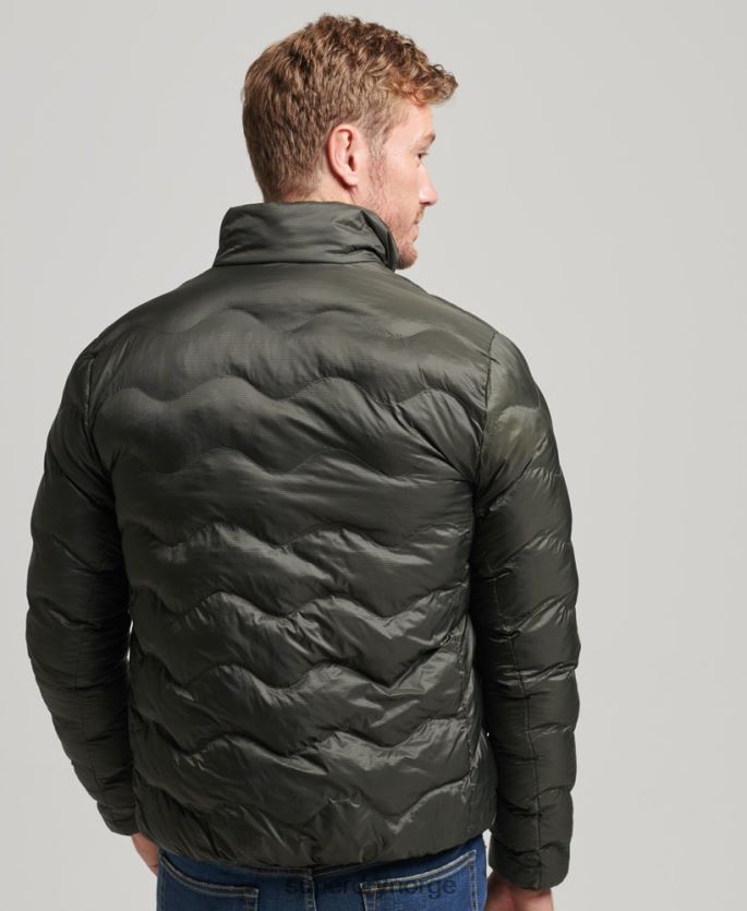 Superdry grønn klær 86P46D4499 kort vattert lett pufferjakke menn