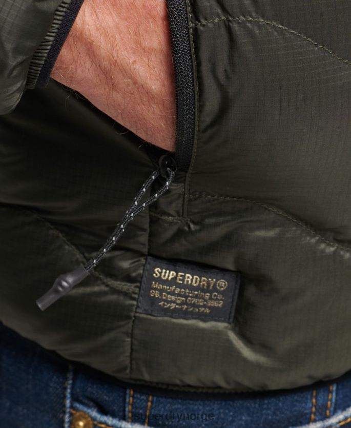 Superdry grønn klær 86P46D4499 kort vattert lett pufferjakke menn