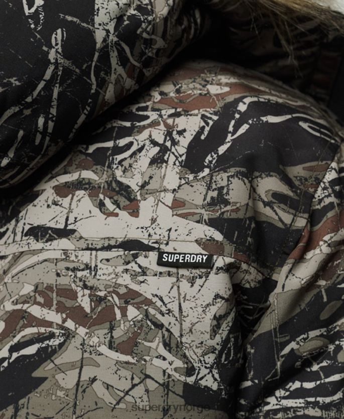 Superdry grønn klær 86P46D4547 everest parkajakke med hette i fuskepels menn