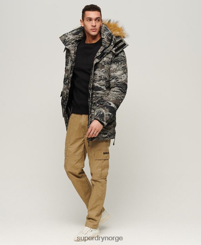 Superdry grønn klær 86P46D4547 everest parkajakke med hette i fuskepels menn