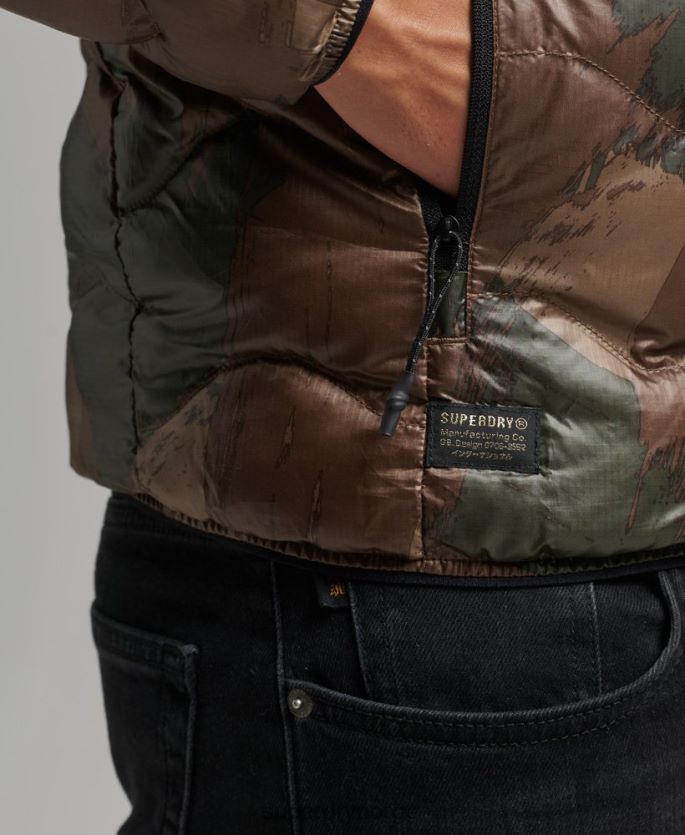 Superdry grønn klær 86P46D4574 kort vattert lett pufferjakke menn