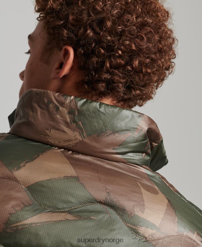 Superdry grønn klær 86P46D4574 kort vattert lett pufferjakke menn