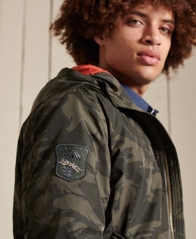 Superdry grønn klær 86P46D4575 ma1 bomberjakke med hette menn